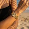 Vintage Sunflower Stainless Steel Bangle For Women Textured Floral Style Waterproof Metal Bracelet