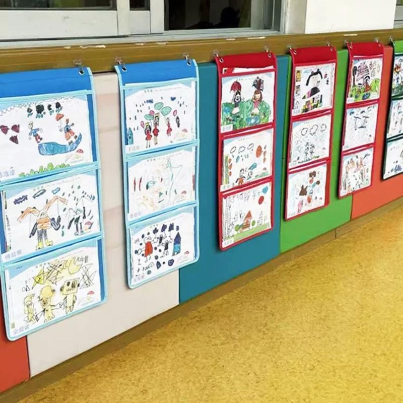 Borsa portaoggetti per aule, tasca, tabella, appendino, organizer da parete per asili, schede, compiti, disegni, immagini