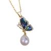 Natural Freshwater Pearl & Abalone Shell Butterfly Zircon Necklace for Women