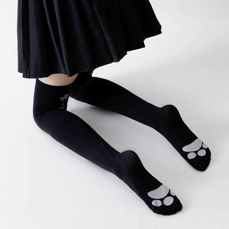 Lolita Kitty Paw Patterned Extended Lower Limb Fit Long Hosiery Anime Role Play Hosiery Young Ladies Endearing Enticing Pantyhose Ladies Kawaii