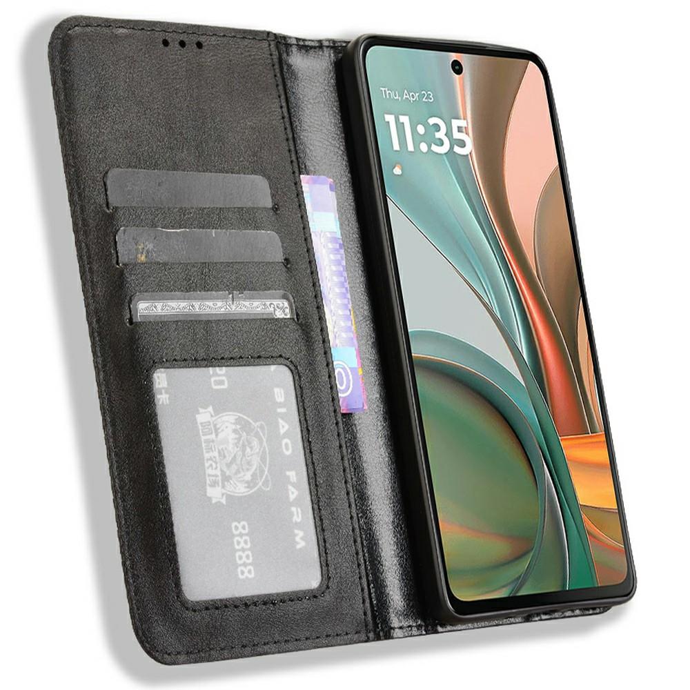 

For Motorola Moto G75 5G Leather Case Wallet Stand Retro Texture Phone Cover Brown