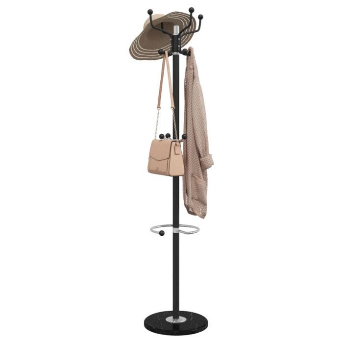 Porte manteau avec porte parapluie noir fer enduit de poudre