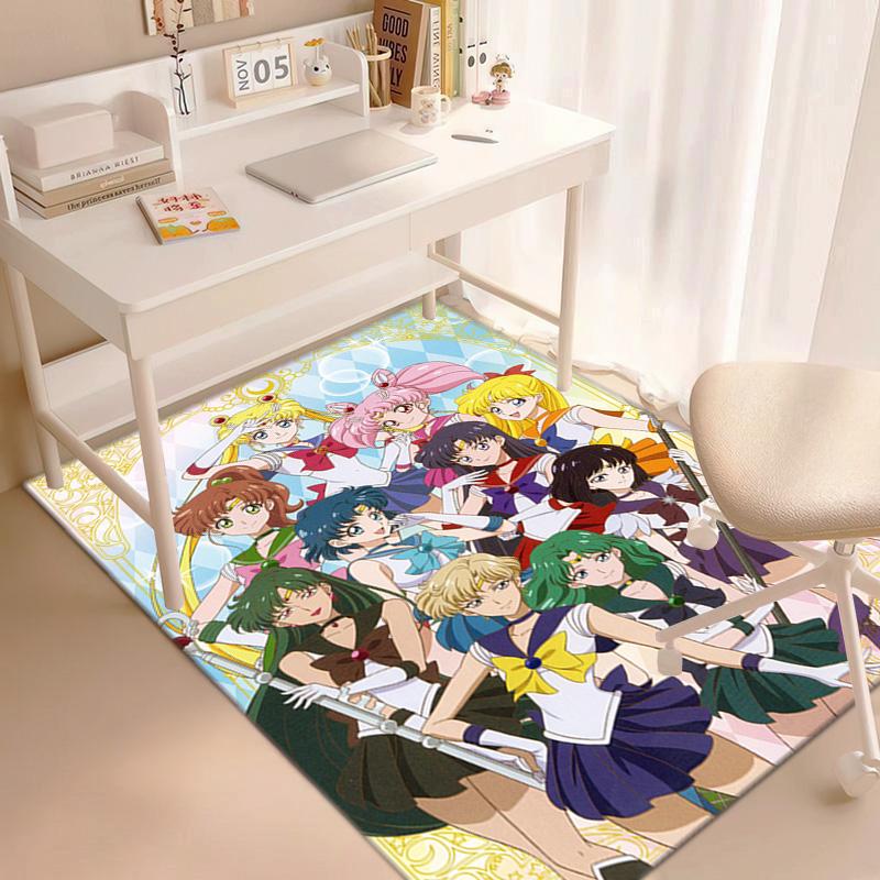 Cute Cartoon Theme Sailor Moon Tsukino Usagi Cartoon Rug Multifunctional Household Anti-slip Decorative Door Mat, Outdoor Floor Mat, and Carpet Y8