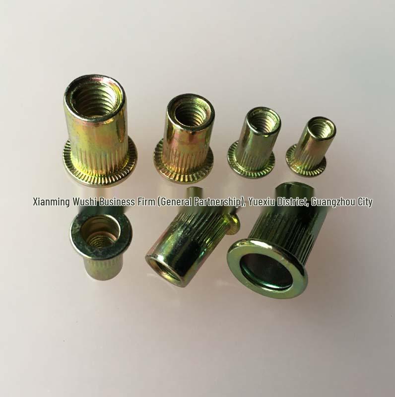 304 Stainless Steel Flat Head Vertical Grain Rivet Nut, Zinc-Plated Iron Riveting Nut