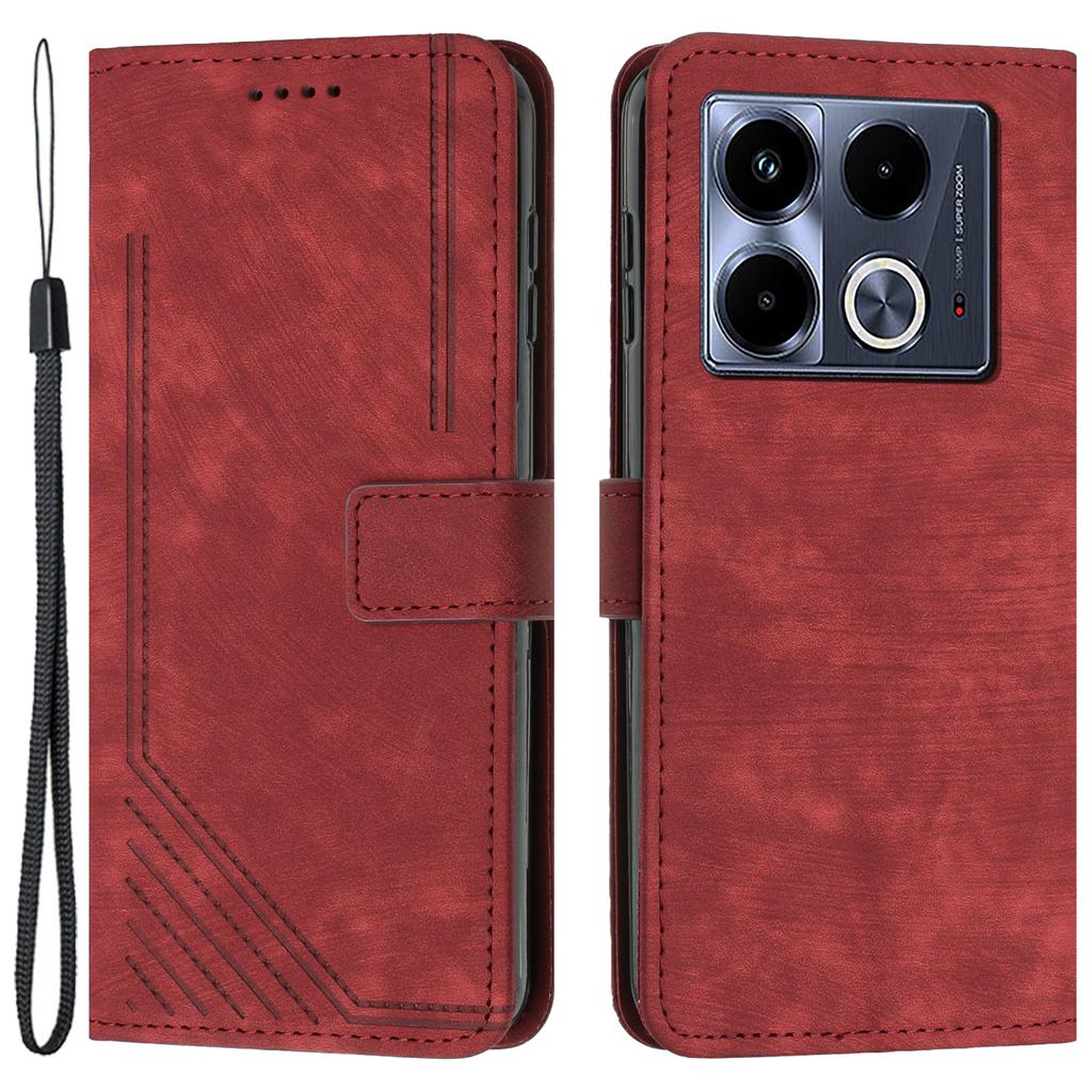 For Infinix Note 40 5G Case Anti-Drop Lines Imprinted PU Leather Wallet Flip Phone Cover