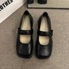 Retro Brown Square Head Mary Jane Shoes Women's New Casual Velvet Light Mouth Single Shoes Women's Flat Bottom