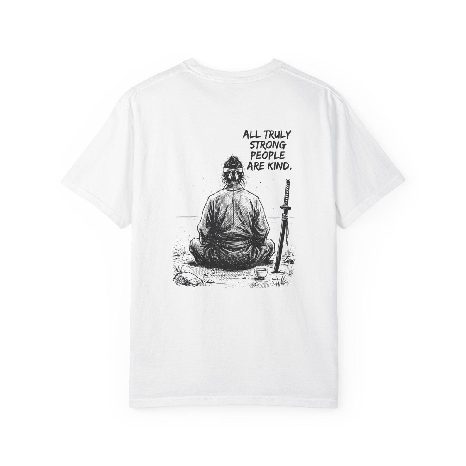 Meditating Samurai Illustration T-shirt | All Truly Strong People Are Kind 2XL