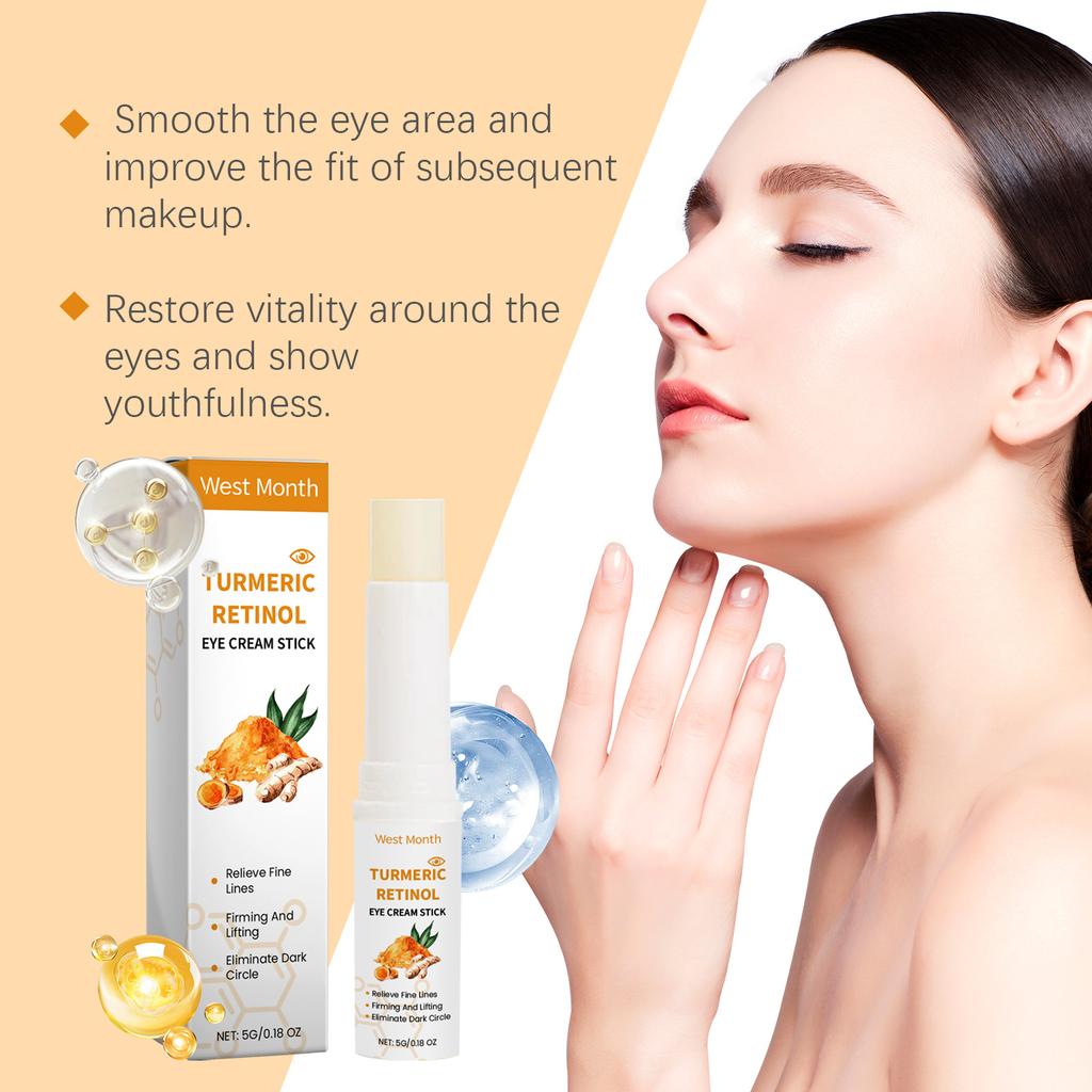 5g Curcuma Rétinol Supprimer les Cernes Crème Yeux Stick Anti Poches Yeux Gonflements Illuminateur Hydratant Crème Yeux