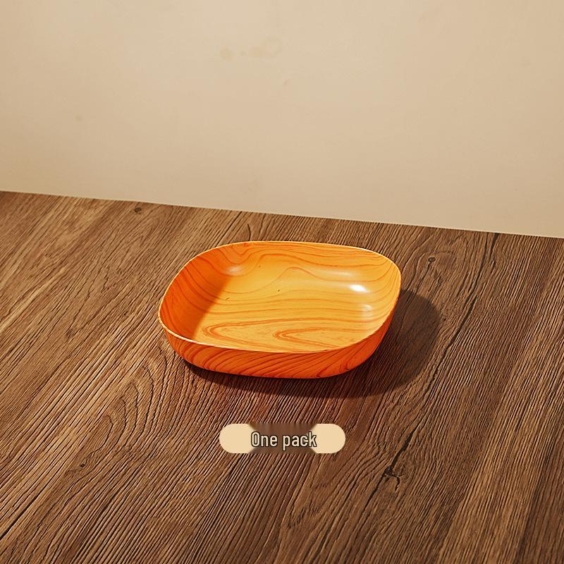 Retro Faux Wood Grain Multi-Compartment Snack Dish for Melon Seeds and Dried Fruits
