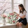 3D 45cm Easter Wreath Leaves, And Chrysanthemums - A Wall Decoration For The Entrance.