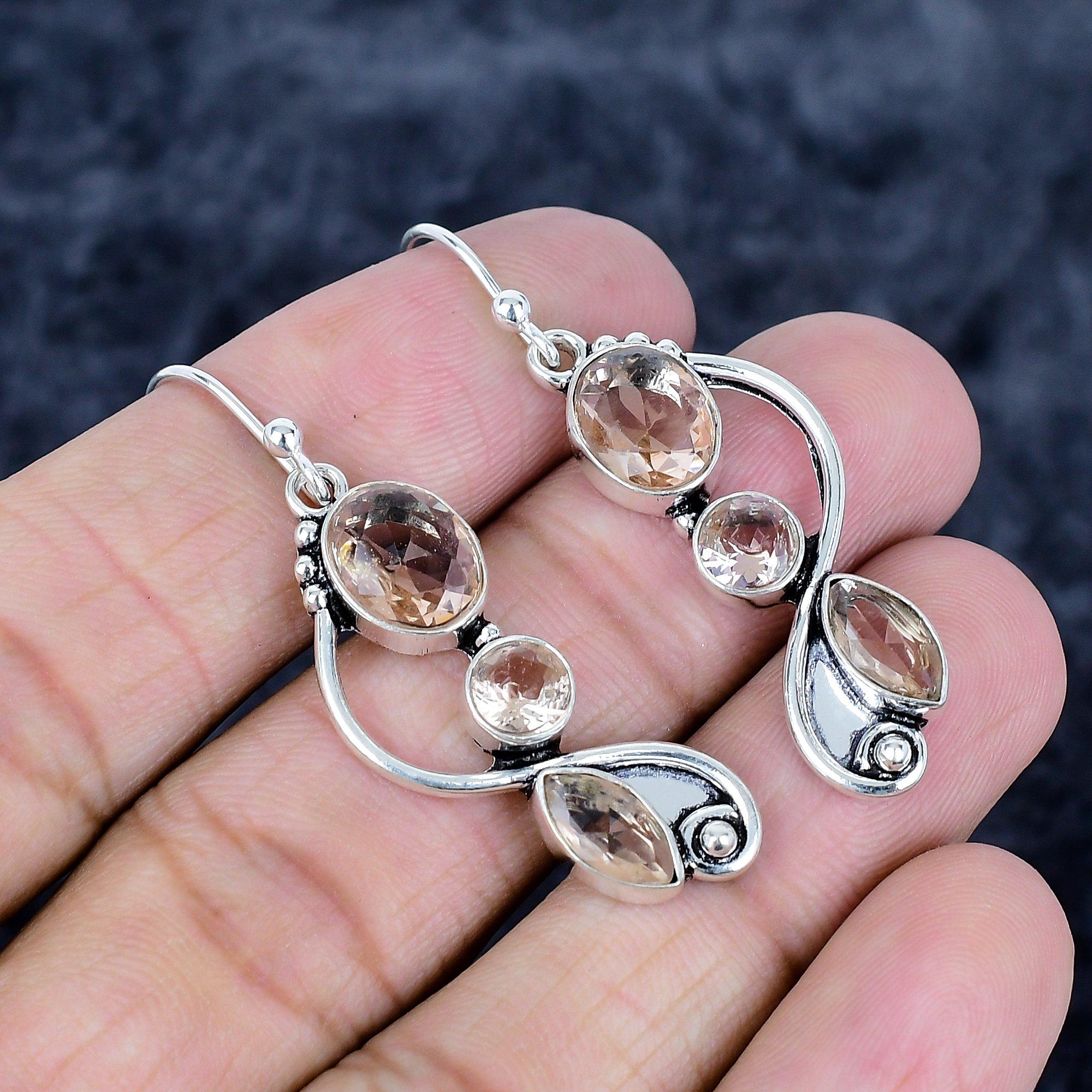 

Морганіт Дорогоцінний камінь Ручна робота Срібло 925 проби Ювелірні вироби Сережка 1,97 MM-3467