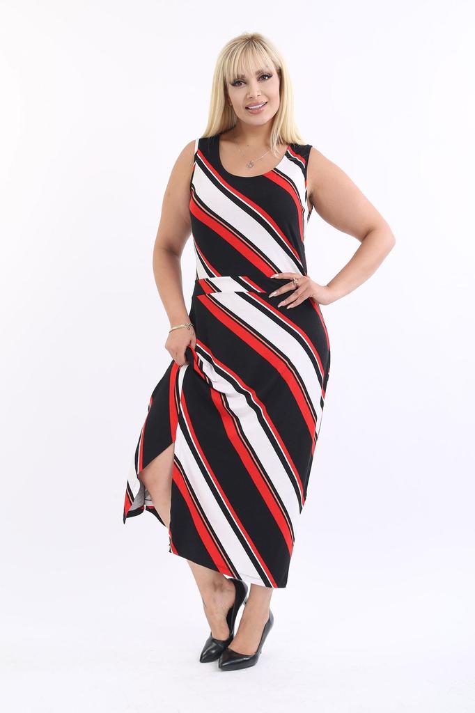 Damen Übergröße Kleid Plus Size Ärmelloses Sommerkleid 28D-2169