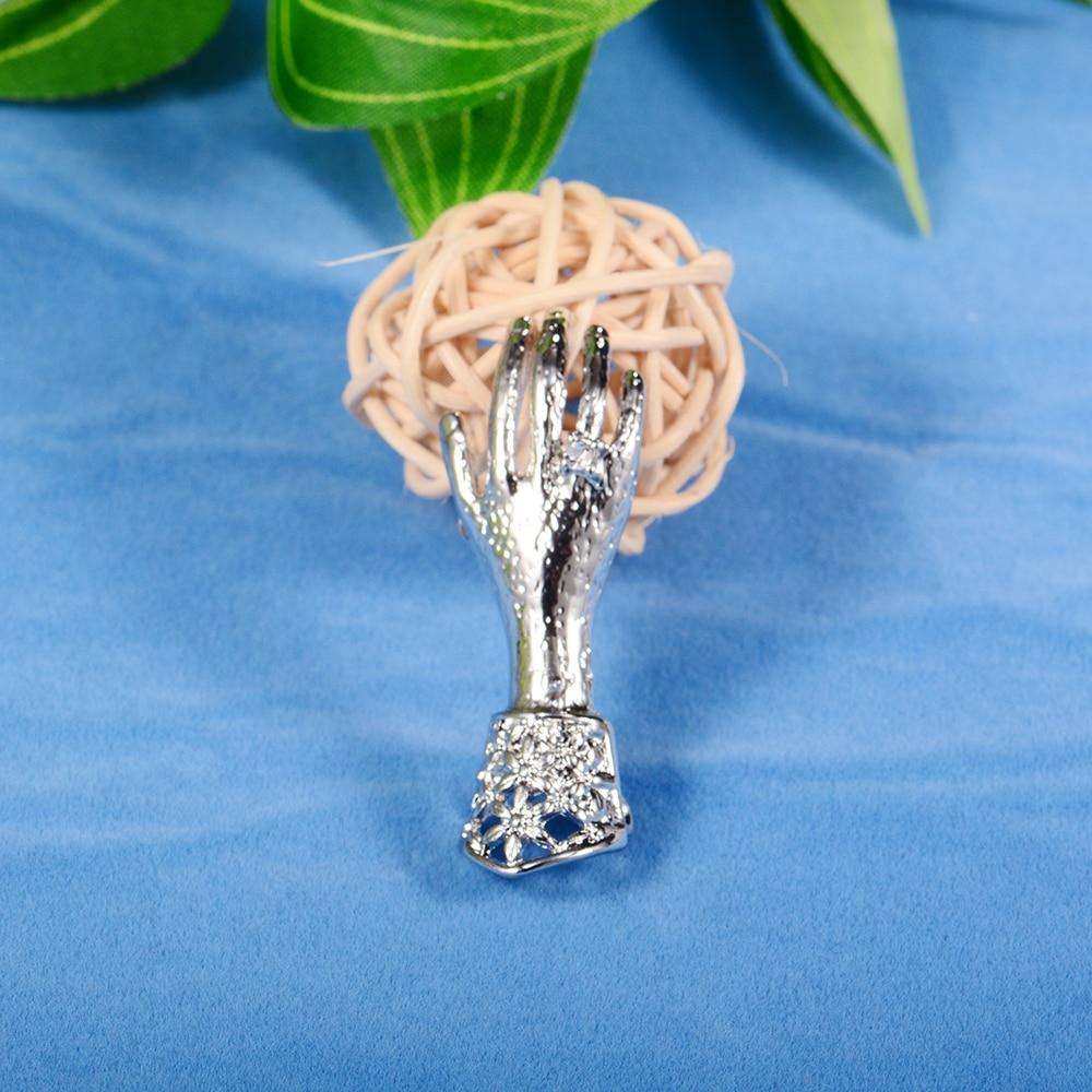 Blucome Broșe de modă în formă de mână de culoare argintie pentru guler pentru haine Clip Femei Bărbați Broșă suvenir de călătorie