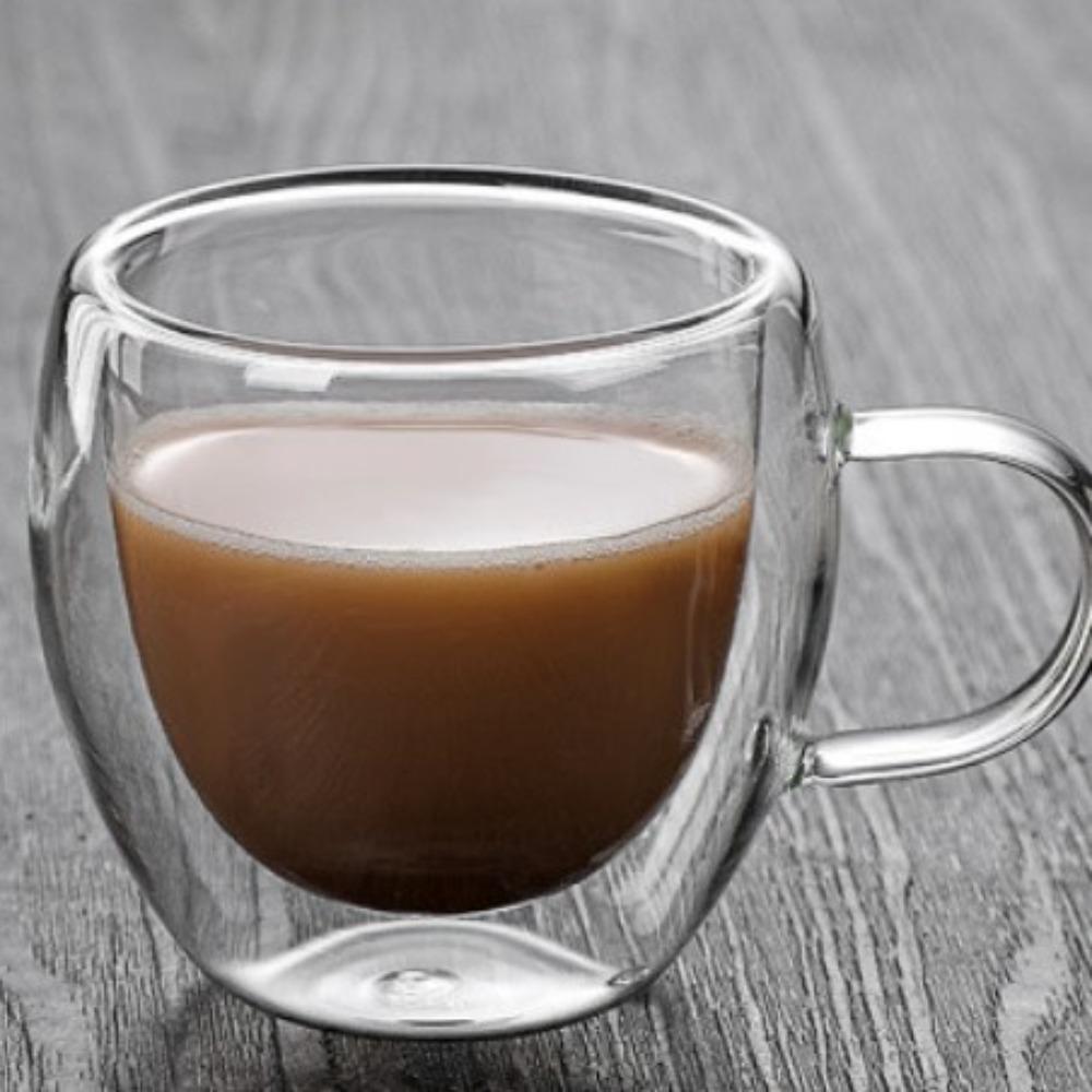 Double-layer High Borosilicate Coffee with Handle with Saucer Cup Glass Water Cup Office Cup 80ml Set