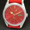 REFURBISHED JAPAN CITIZEN AUTOMATIC 8200 MENS DAY&DATE RED DIAL WATCH a432225-2 R110-a432225