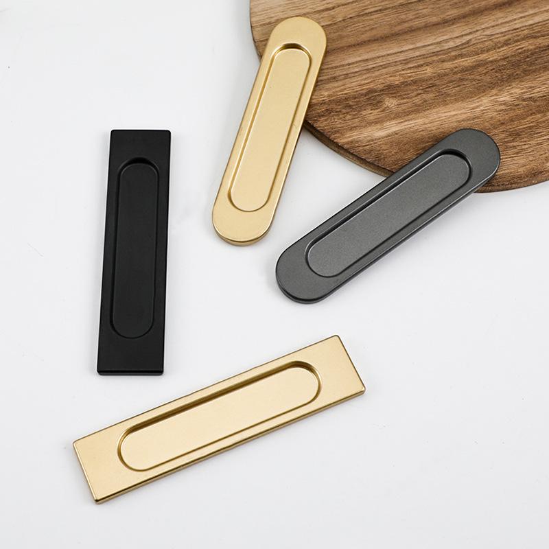 No-Drill Sliding Door Handle for Glass, Cabinet & Kitchen, Gold/Black/Gray Finish