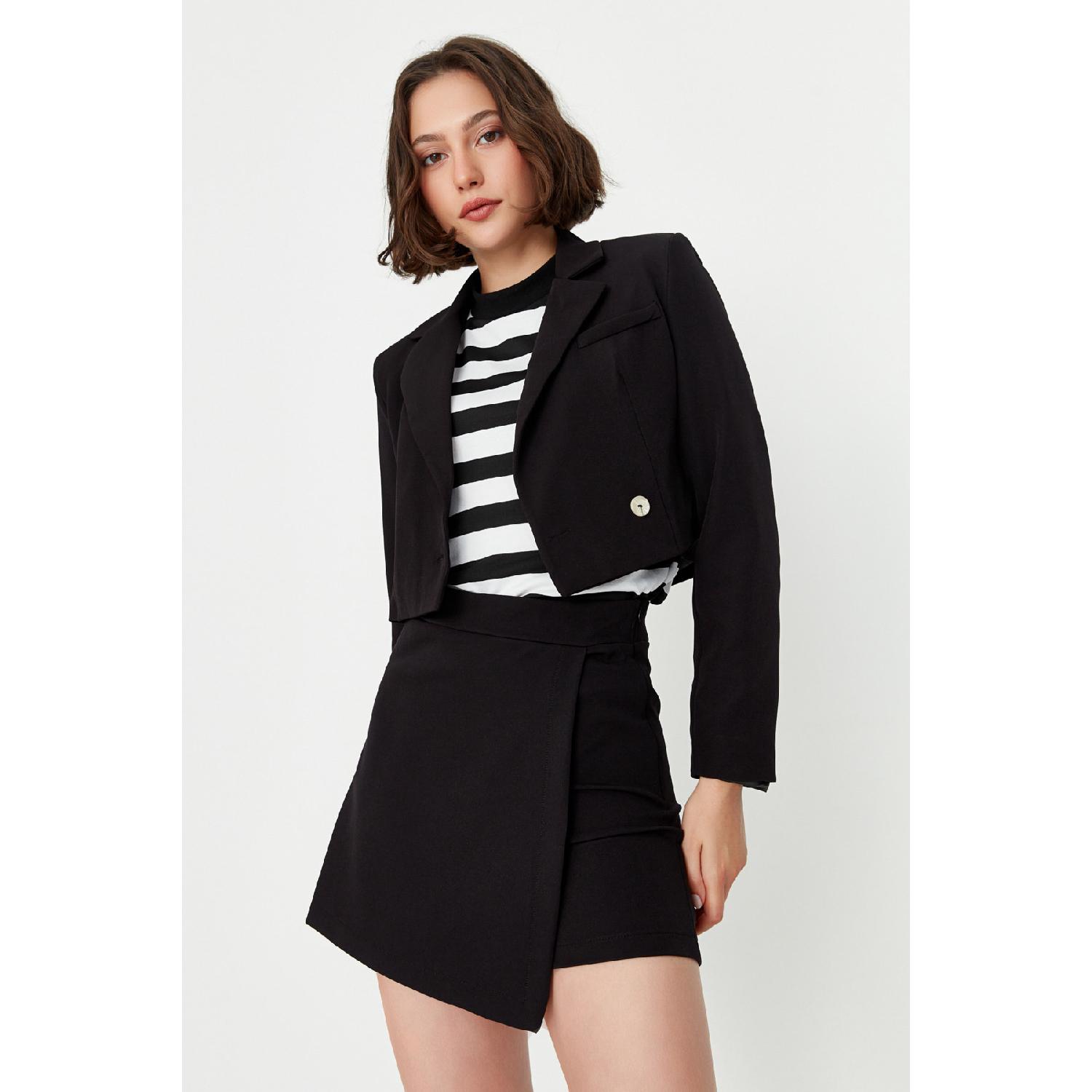 

Чорна двобортна плетена коротка спідниця Twoaw20sr0072 34