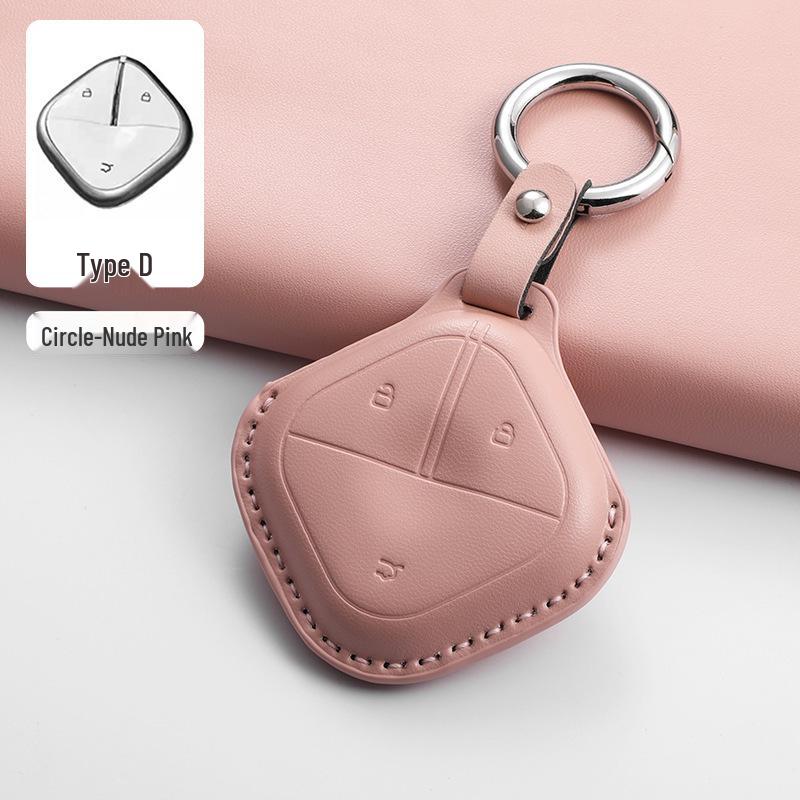 Wuling Bingo & Baojun Yueye Pink Leather Key Cover for Women