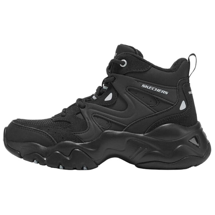 Skechers Unisex Black Dlites Comfortable Versatile Height Increasing Warm Mid-Top Dad Shoes Women Sneakers 169078-Bkgy Cm