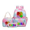 New Printed Rhythm Box Student School Bag Three-piece Casual Sprunki Backpack Crossbody Bag Pencil Bag D