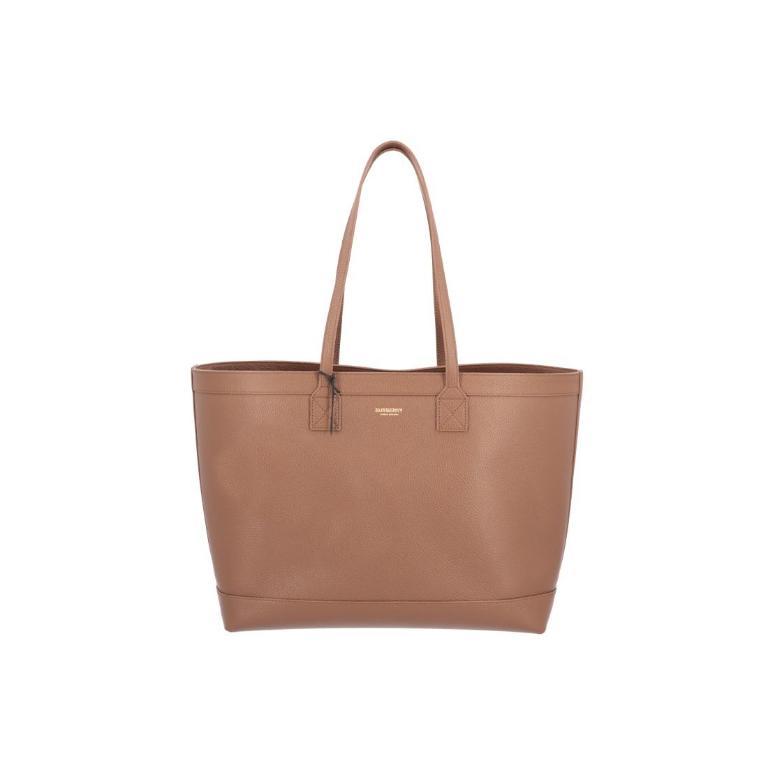 

Burberry Brand Logo Leather Tote Bag Shopping Bag Shoulder Bag Women s Earth Brown Basic Set (Bag + Dust Bag) коричневий