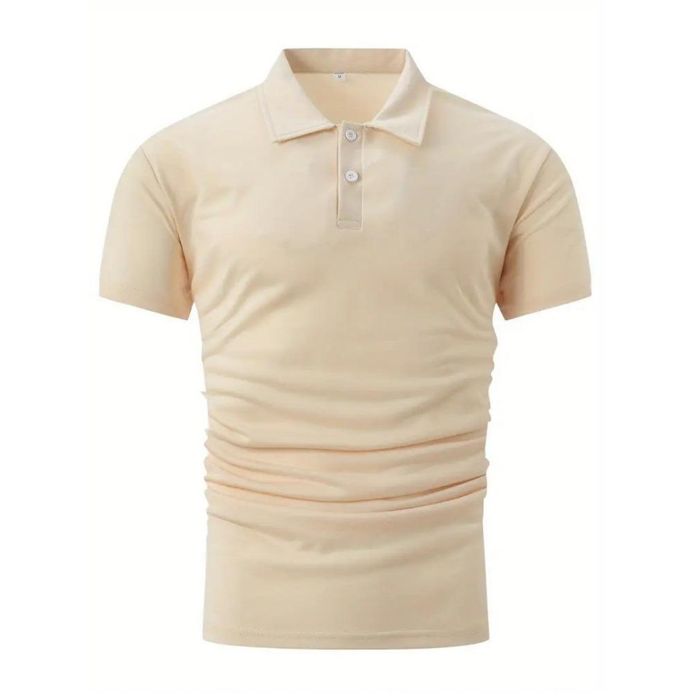 Men's Casual Solid Color Button Short Sleeved T-shirt Polo Shirt