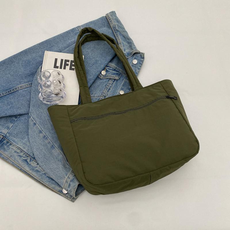 Einfarbige Handtasche, große Kapazität, Damen-Einkaufstasche, Pendler-Umhängetasche