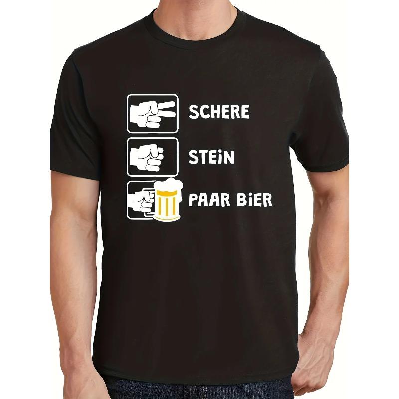 Funny GerUnisex Beer Humor Schere Stein Paar Bier Print Unisexs Cotton Tshirt Casual Oneck Short Sleeve Tops Streetwear Tees