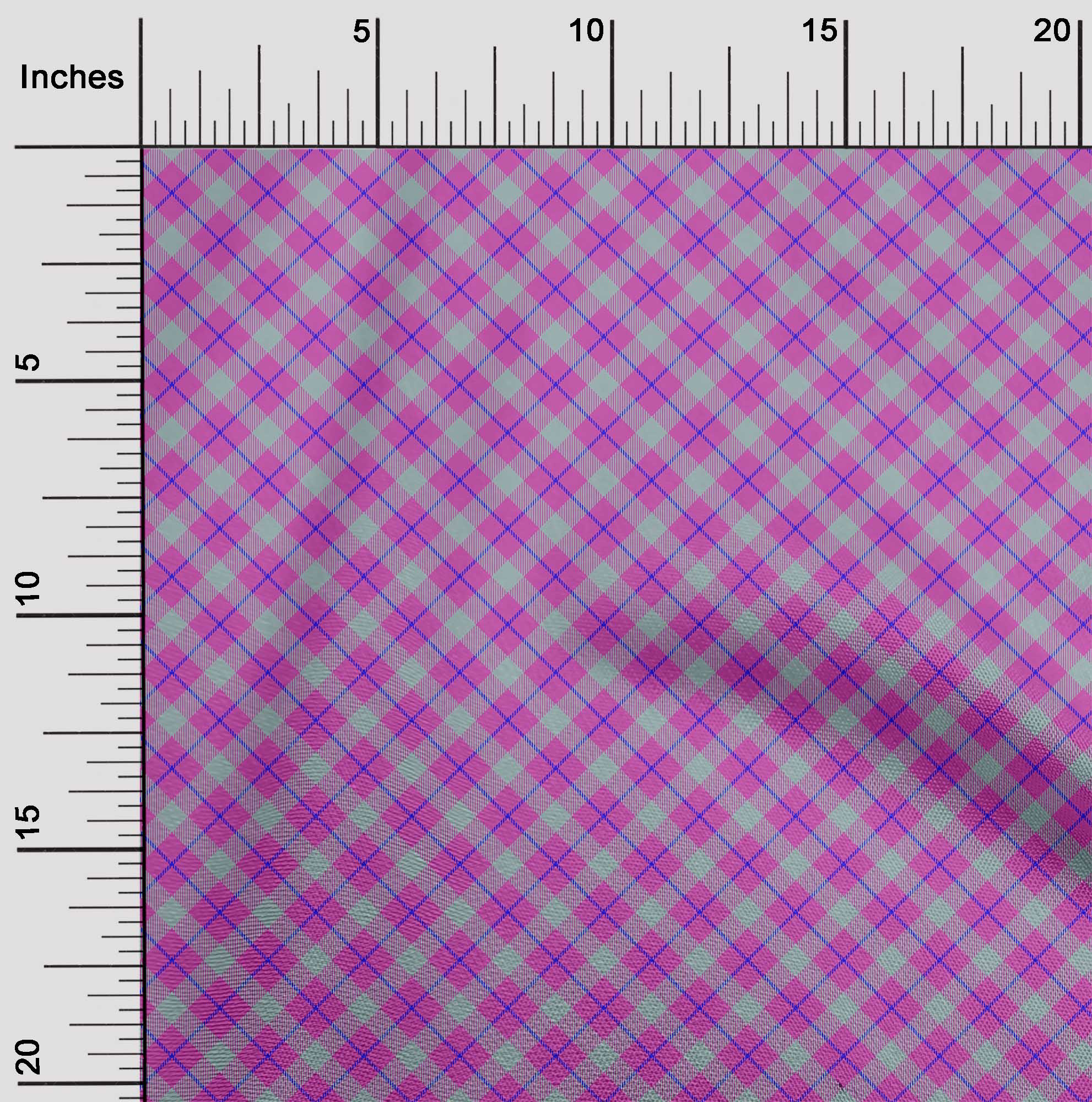 

oneOone Cotton Flex Medium Blue Fabric Check Sewing Fabric By The Yard Printed Diy Clothing Sewing Supplies 40 Inch 42 Inch Wide - Viscose Chiffon зелений
