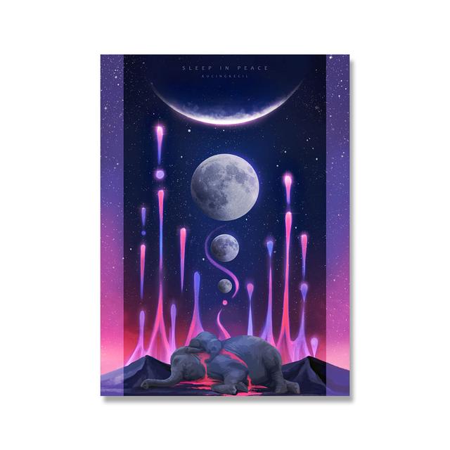 Future Animal Wailing Plakáty a grafiky Jelen Wolf Velryba Slon Obraz na plátně Abstraktní obrazy na zeď Obývací pokoj Domácí dekorace