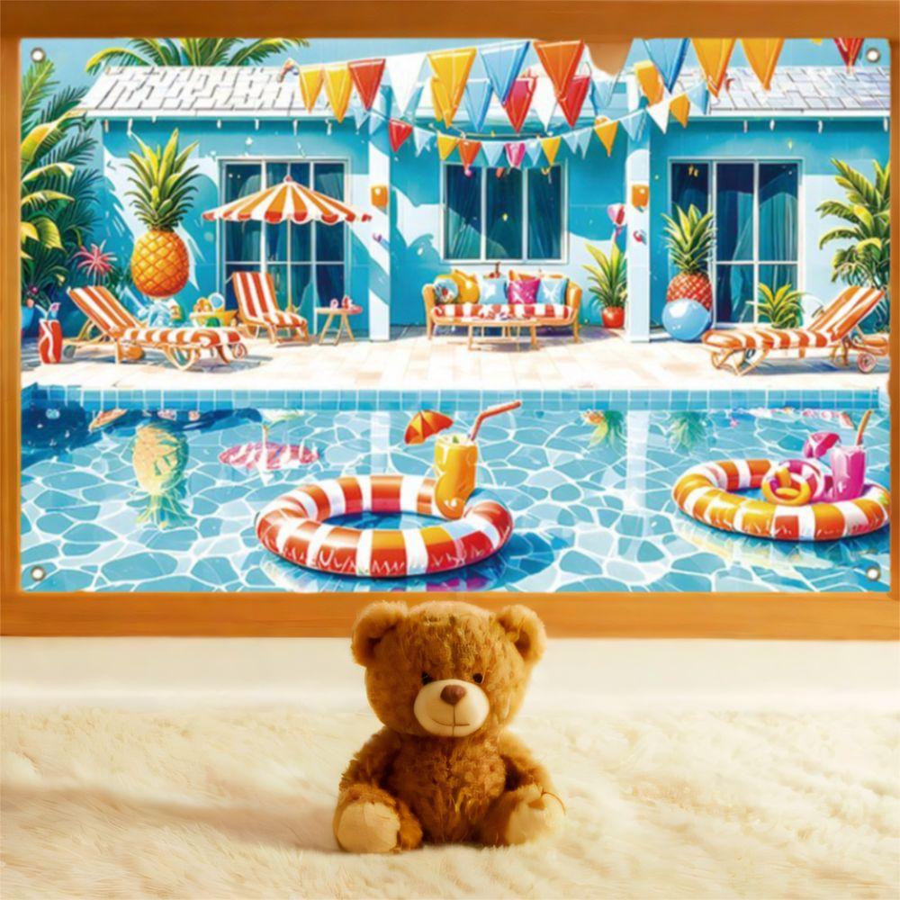 Pineapple Parasol Summer Beach Backdrop Tropical Theme Seaside Backdrop  Gender Reveal