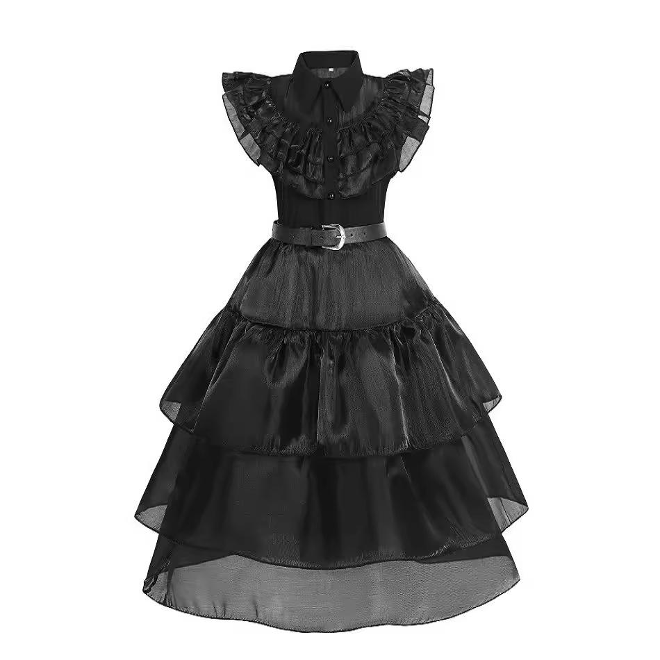 Costume da Cosplay di Halloween per Bambina Abiti Gotici Neri Costume per Bambini Carnevale Travestimento