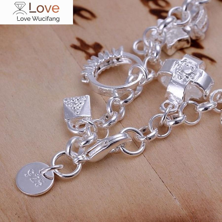 Sale Valentine Gift Charm 925 Sterling Silver Jewelry Fashion Bracelets Cute Women Lady Wedding Charms