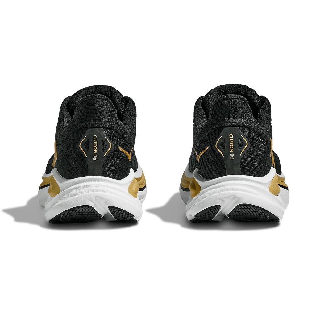 HOKA One One Clifton 10 Comfortable Versatile Durable Low-Top Casual Running Shoes Women Sneaker Black Gold 1162031-BKGD