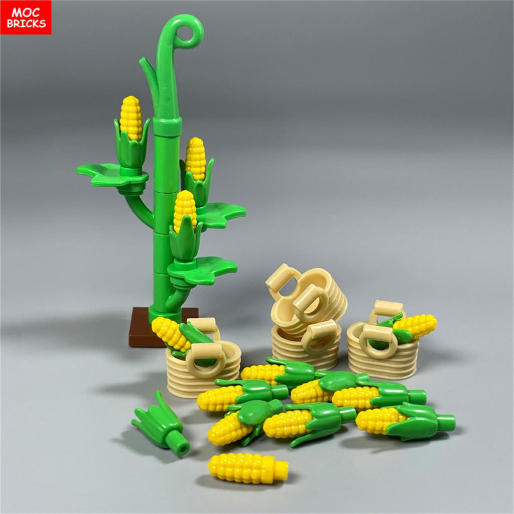 MOC Bricks Corn Crop Sheep Goat Vegetable Food Plant Building Blocks Accessories Village Farm Scene Toy Friends Children's Toys