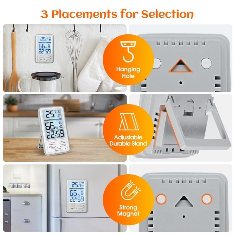 Digital Indoor Hygrometer Thermometers High Accuracy Temperature Humidity Meter for Home Offices Cellars Basements