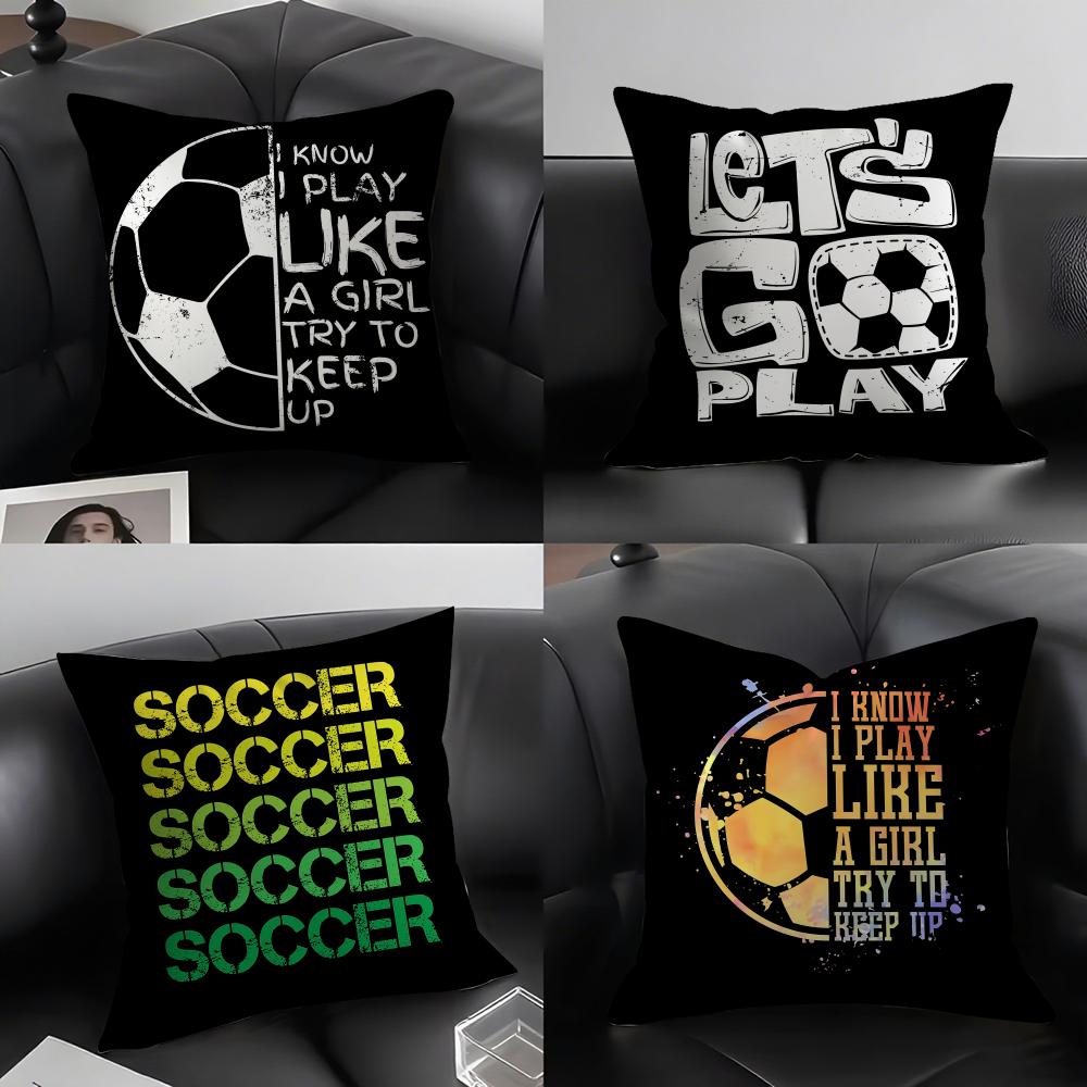 Soccer Lover Football Cushion Cover Elegant Comfort Pillowcase Sofa Bed Doublesided Printed Invisible Zipper Home Decor