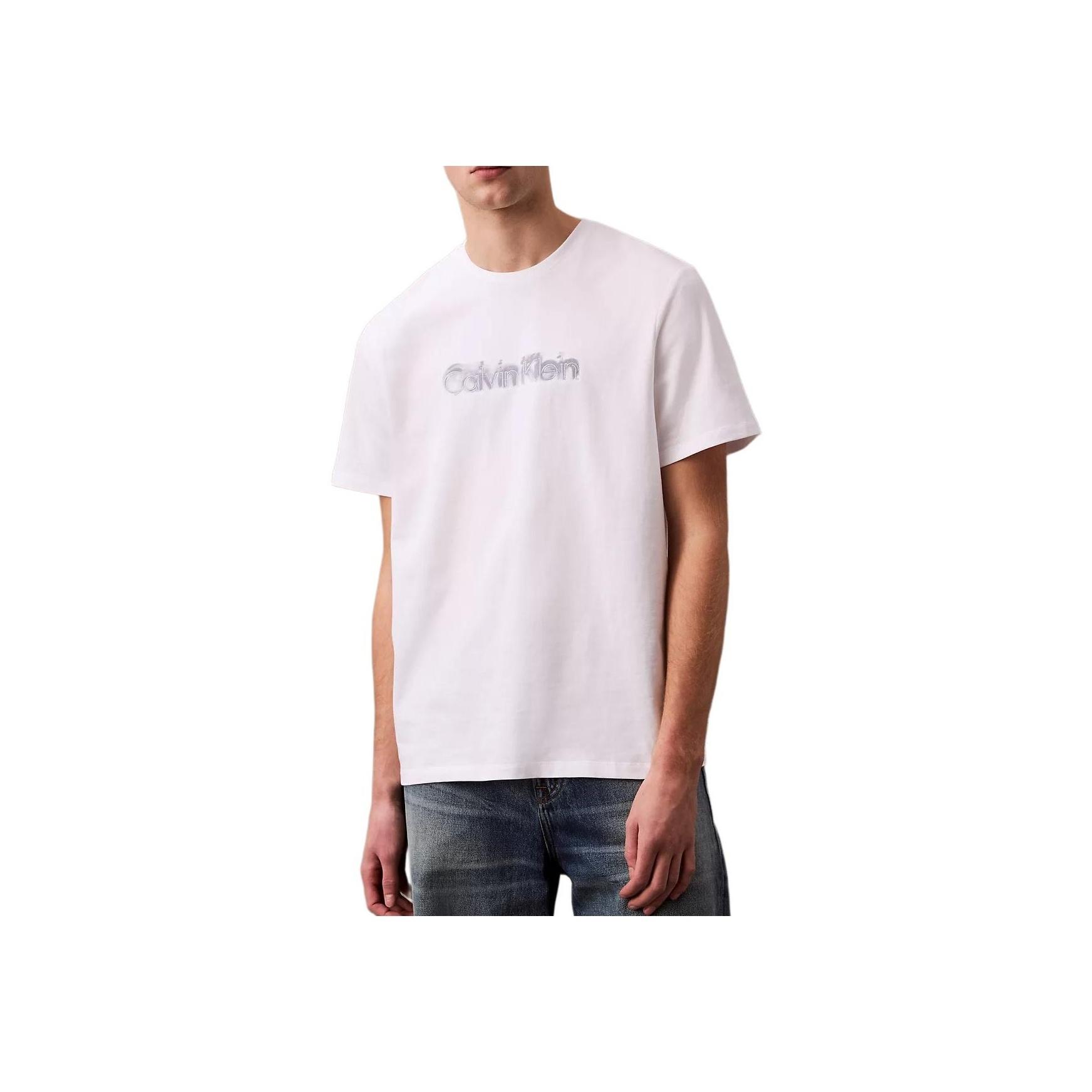 

Calvin Klein Minimalist Comfortable Versatile Casual Spray Gun Logo Pattern Short Sleeve T-Shirt Men Tops Bright-White 4RB815G-110 M