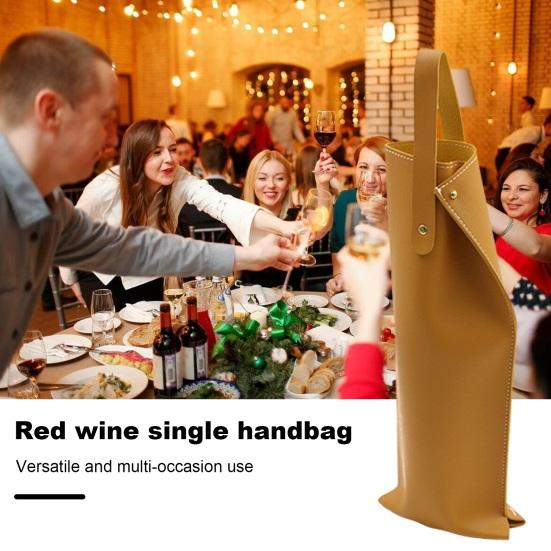 Wine Packaging Bag Fake Leather Wine Tote Carrier Stylish Wine Bottle Protective Bag with Handle for Party
