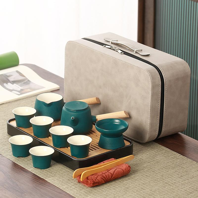 Black Pottery Travel Kung Fu Tea Set Outdoor Portable Ceramic Beam Pot Kuaike Cup Business Gift