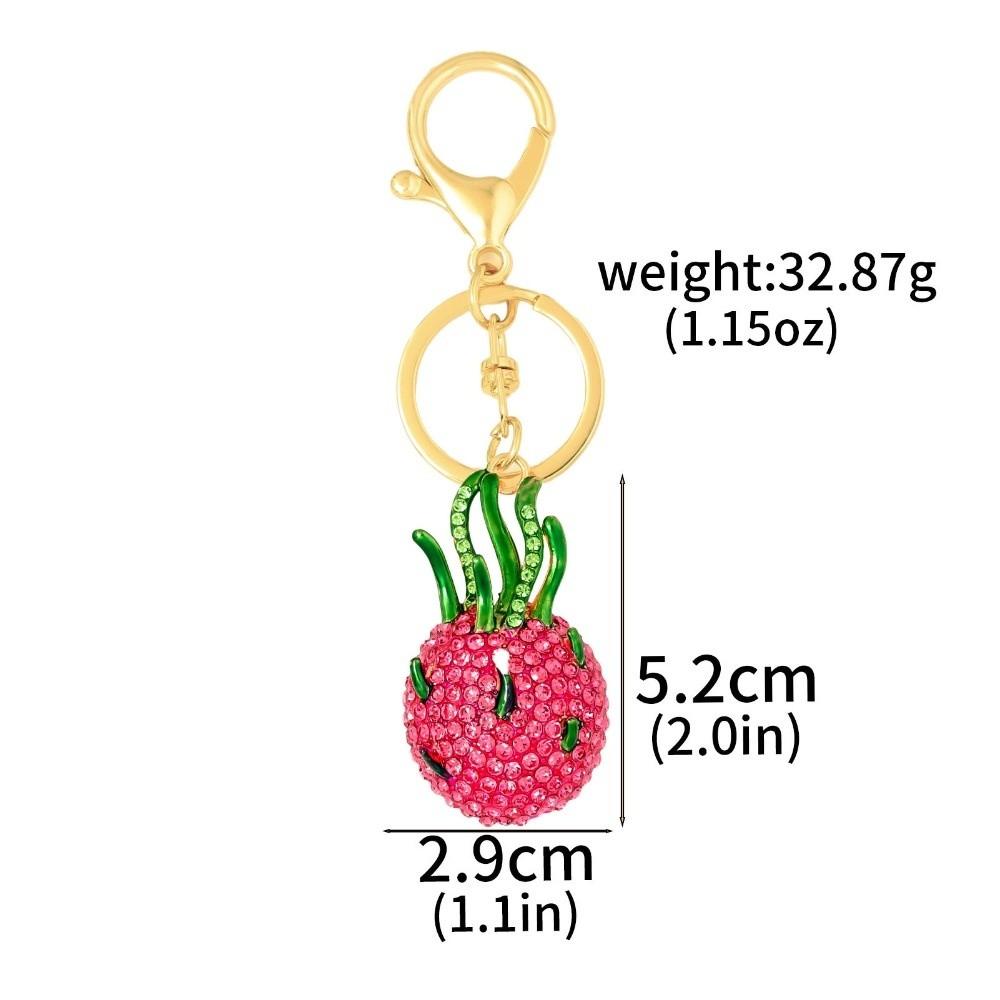 Enamel Simulation Fruit Keychain Cartoon Metal Key Rings Fruit Bag Pendant Keychain Jewelry Pitaya