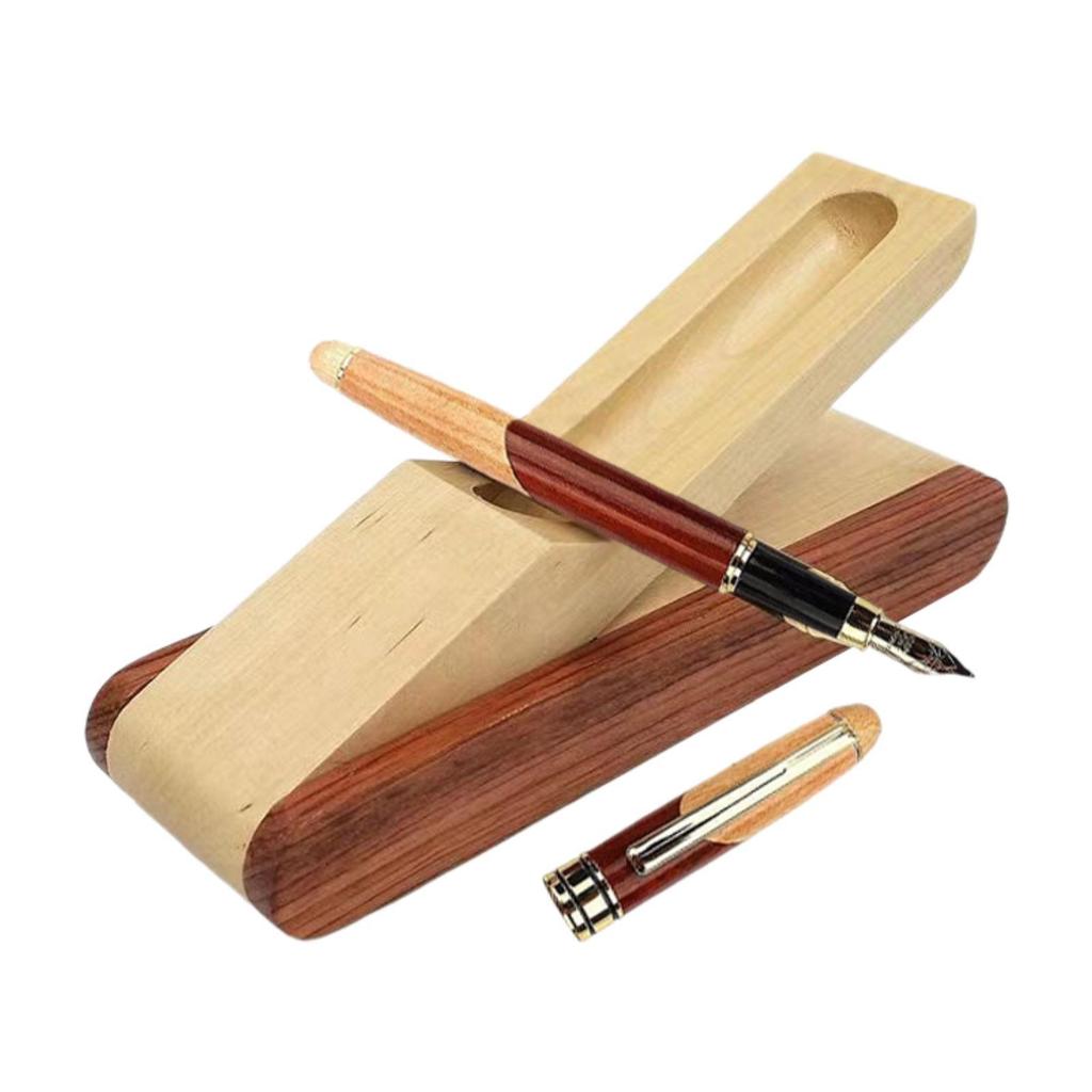 Pen Holder Pencil Case Wooden Office Supplies with Lid Portable Art Supply Pen Set Stationary Organizer for Home