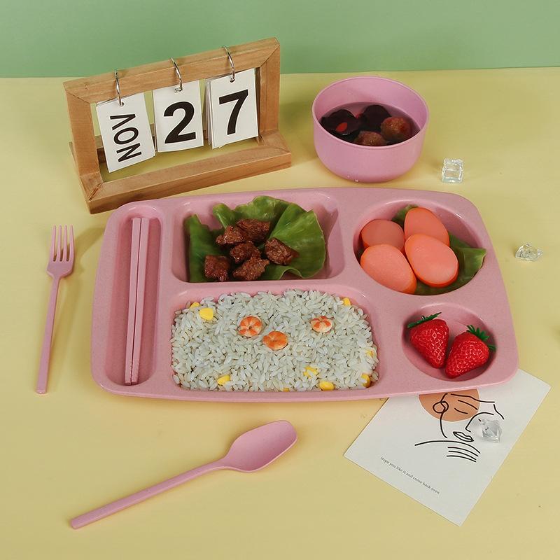 Studenten- und Kinderfächerplatte, Suppenschüssel, Gabel, Löffel, Essstäbchen, Wasserbecher-Set, Büroangestelltenplatte, Fettreduzierende Platte