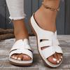 Women's Casual Wedge Slippers Summer 2025 Lightweight Non Slip Beach Sandals Woman PU Leather Woven Platform Slippers Plus Size