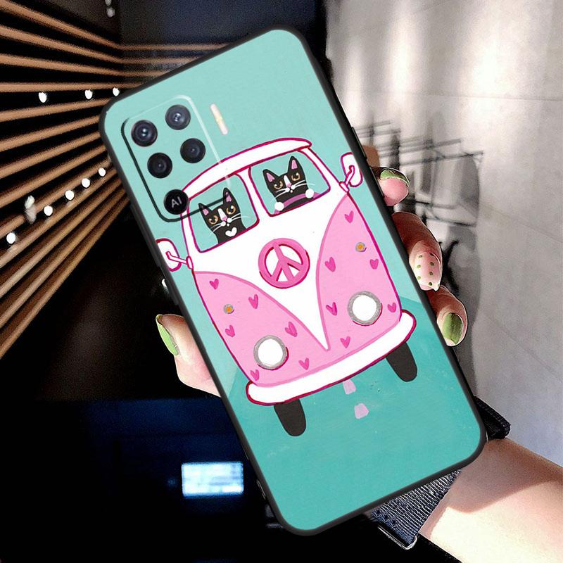 

Hippy Peace Bus Cat Case For Oppo A38 A18 A78 A98 A58 A60 A80 A40 A96 A76 A16 A94 A74 A54 A15 A17 A57 A77 A5 Pro OPPO A58 4G