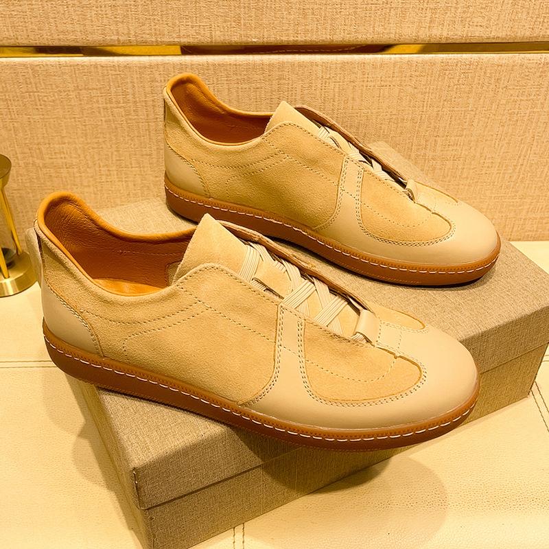 

Classic retro German training shoes men s spring and summer casual trend board shoes versatile cowhide little white shoes flat Forrest Gump shoes 44