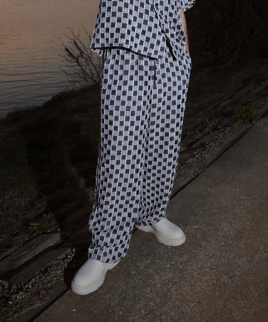Fake Chemical Club Checker Relaxed Fit Pants Gray
