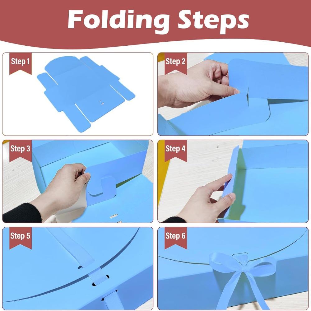 10pcs Gift Boxes with Lids and Ribbon Gift Boxes Blue with Ribbon Bridesmaid Proposal Box Gift Wrap Boxes Party Favors Boxes Storage Box Treat Boxes