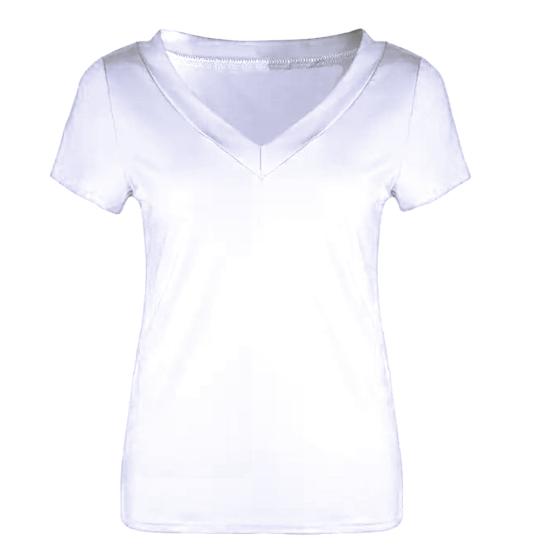 T-shirt da Donna Taglie Forti, Colore Unito, Vestibilità Aderente, Scollo a V Profondo, Manica Corta, Top Estivo