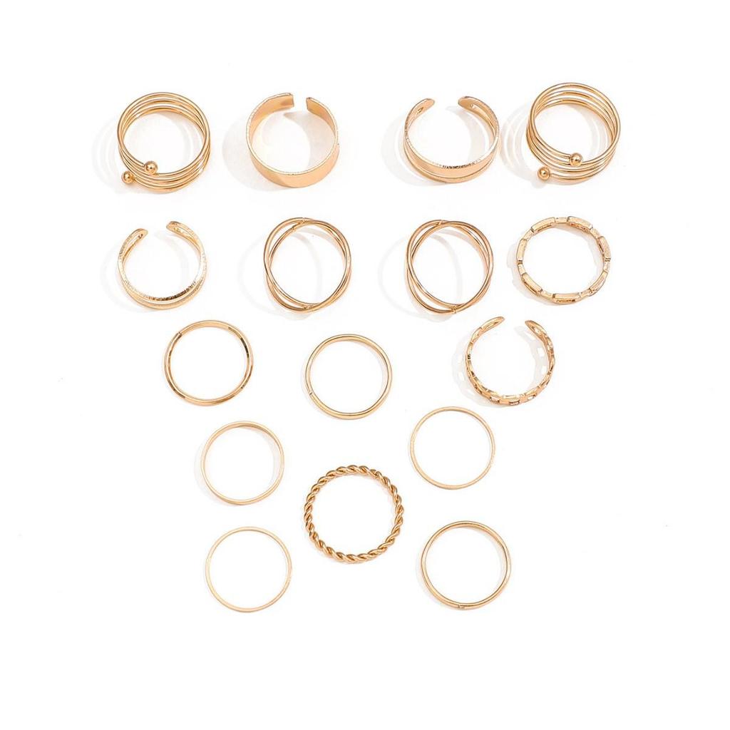 16-Piece Gothic Cross Adjustable Multi-Joint Ring Set for Women